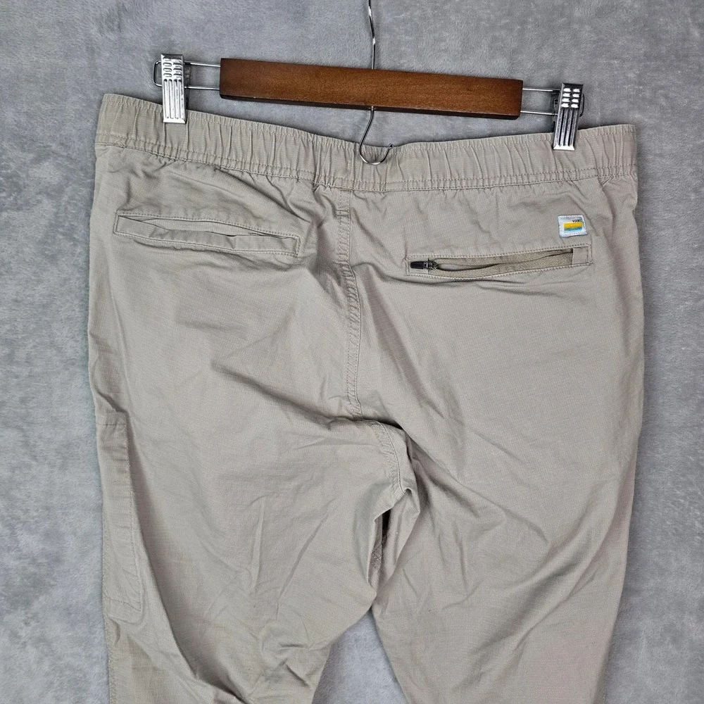 Vuori Meta Jogger Mens 34 Khaki Tan Organic Cotton Ripstop Stretch Pants Tapered